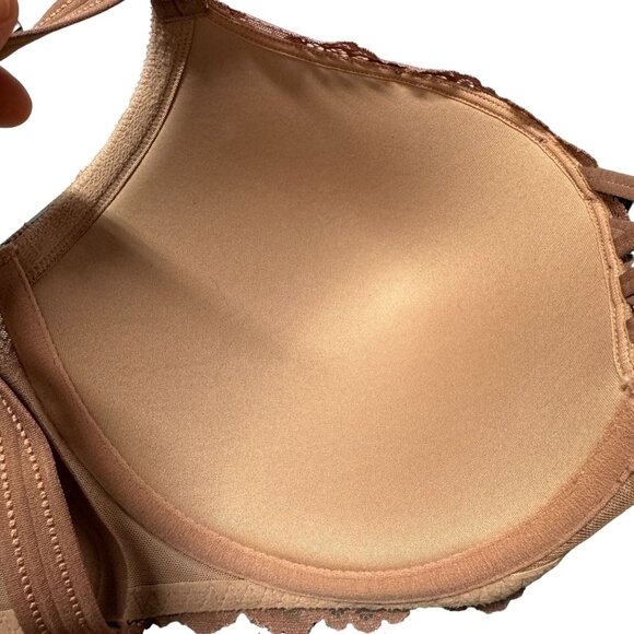 Torrid Curve Pushup Plunge XO Corset Bra 46C Blush Mauve Lace Underwire Padded - Picture 8 of 11